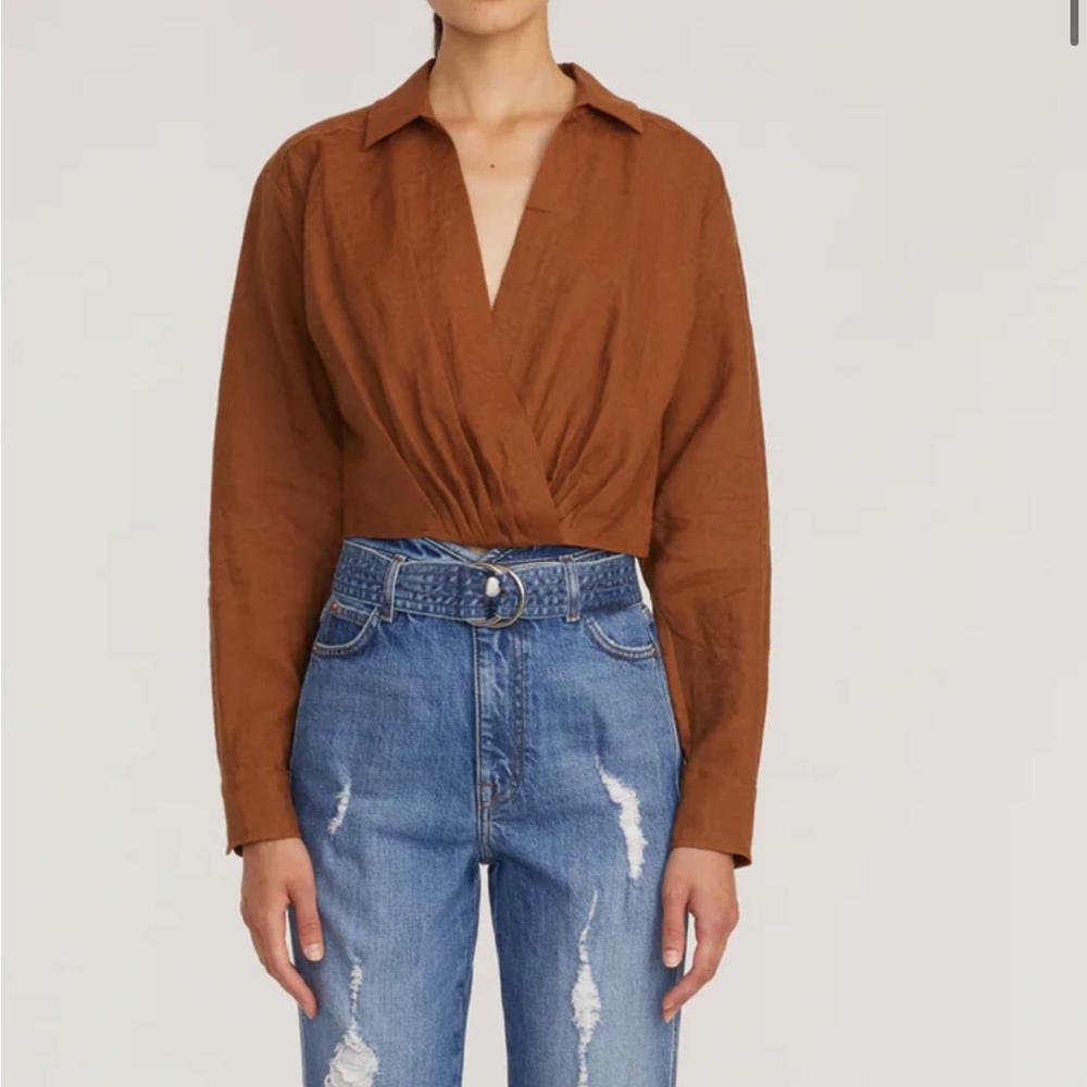 Brown linen Marissa Webb top